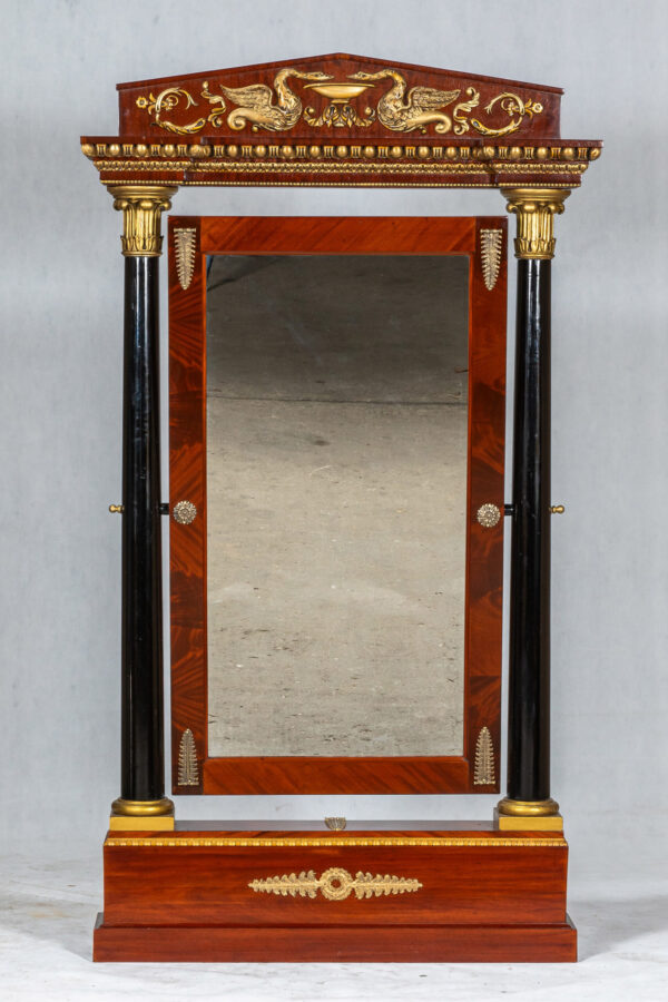 Empire mahogany standing mirror
