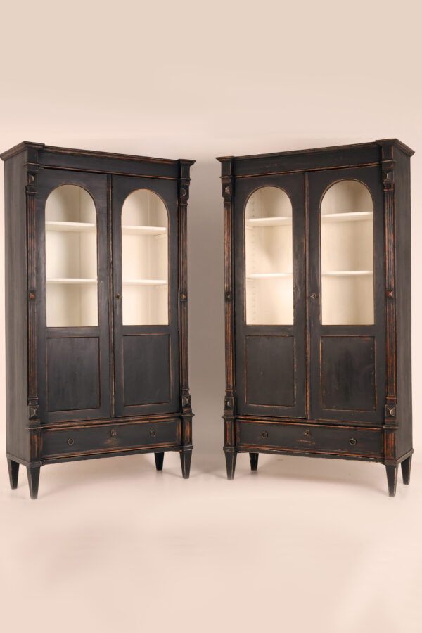 Pair of 19th Century Eclectic Hand-Painted Solid Pine Display Cabinet