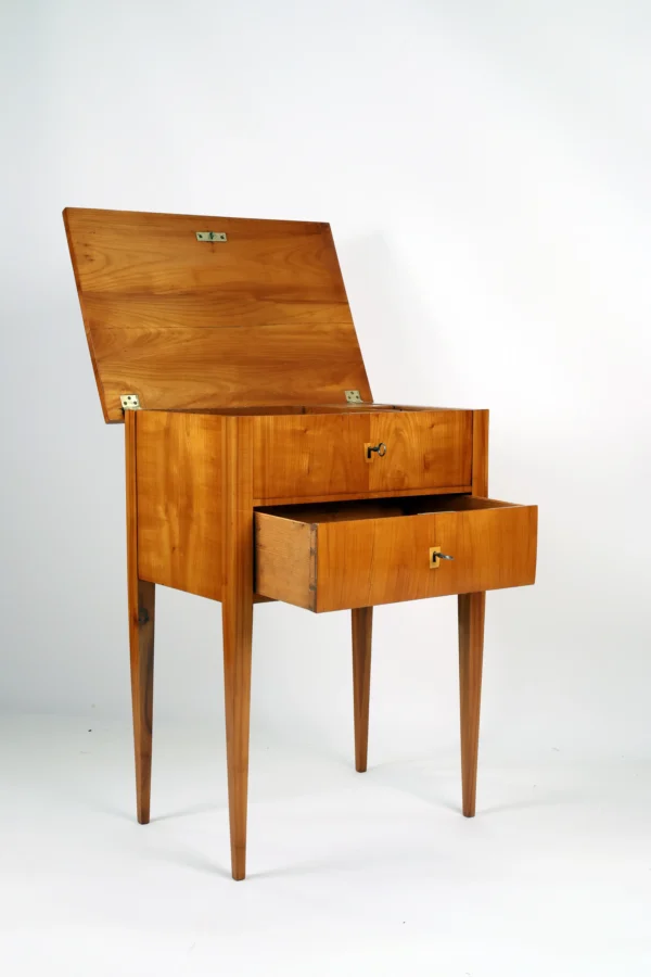 Biedermeier Cherrywood Side Table with Fall-Front Compartment, Austria, circa 1830