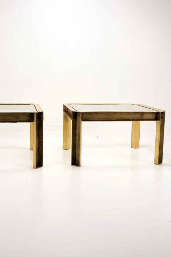Pair of Ghyczy Brass and Glass Coffee Tables, 1970s–1980s