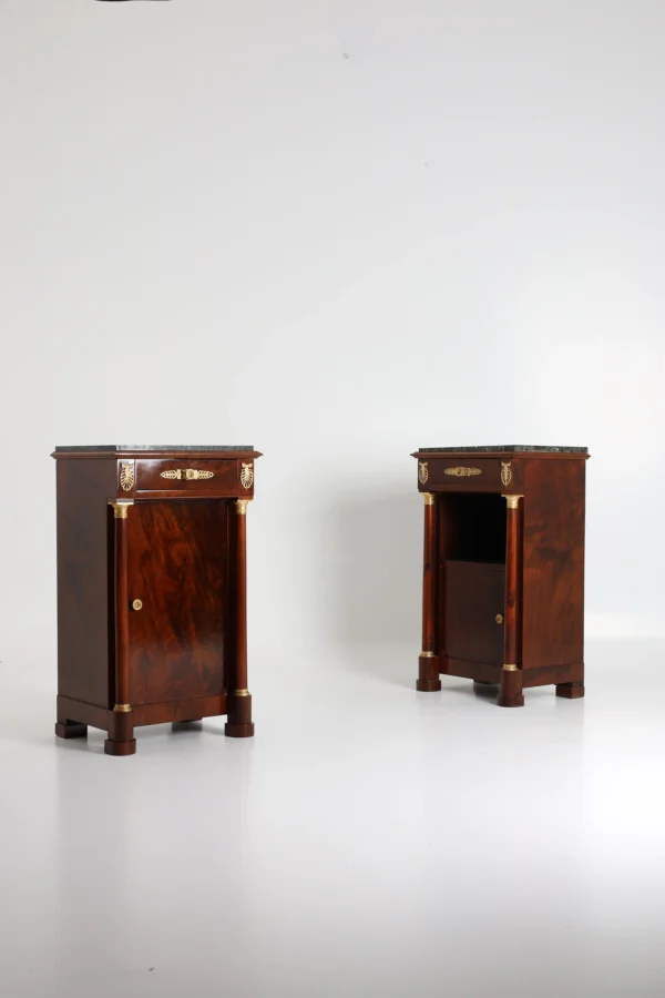 A refined pair of late 19th-century Empire-style bedside cabinets, France, circa 1890–1900