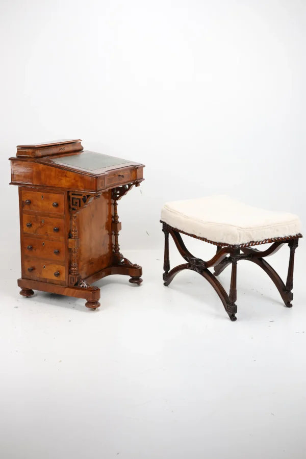 Fine Antique Walnut & Marquetry Inlaid Davenport Desk, England, Circa 186