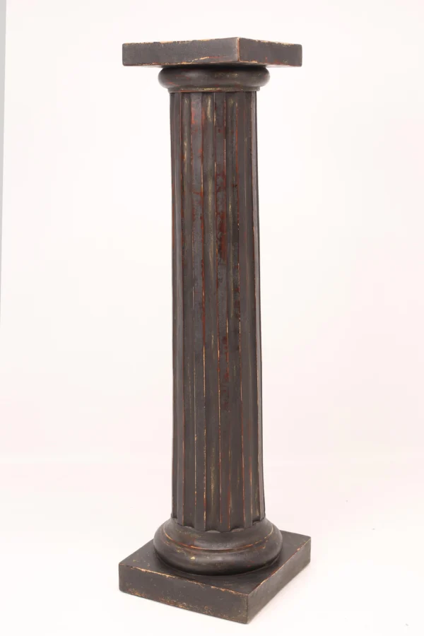 Late 20th Century Gustavian-Style Black Fluted Pedestal Column